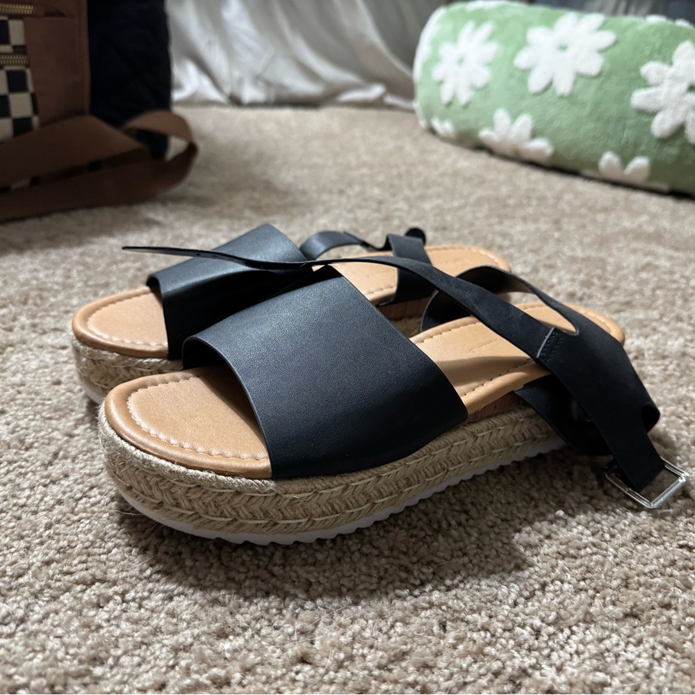 Black Espadrille Sandals- Never Worn